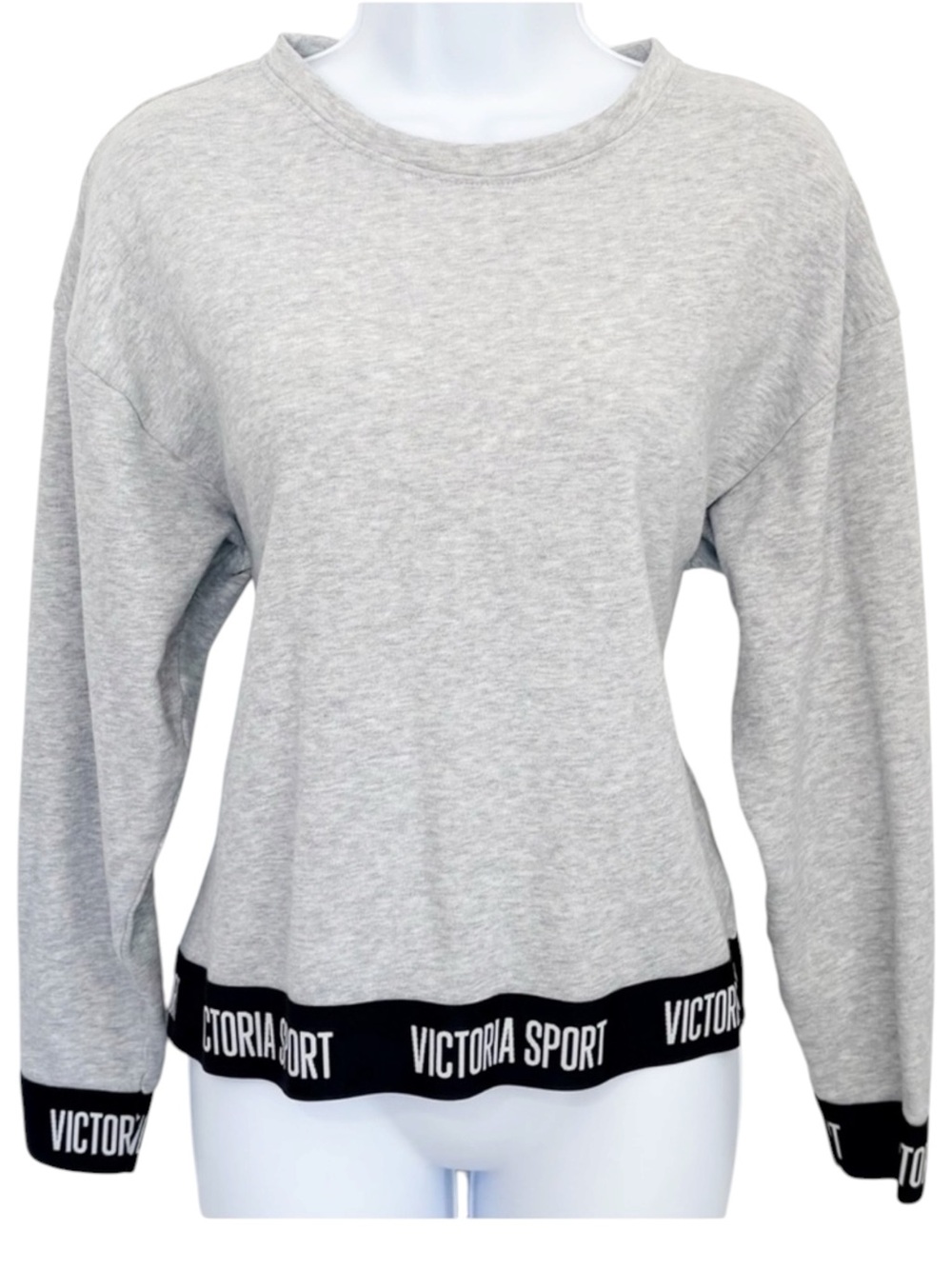 VICTORIA’S SECRET SPORT Gray Logo Hem Crewneck Sweatshirt Athleisure Small